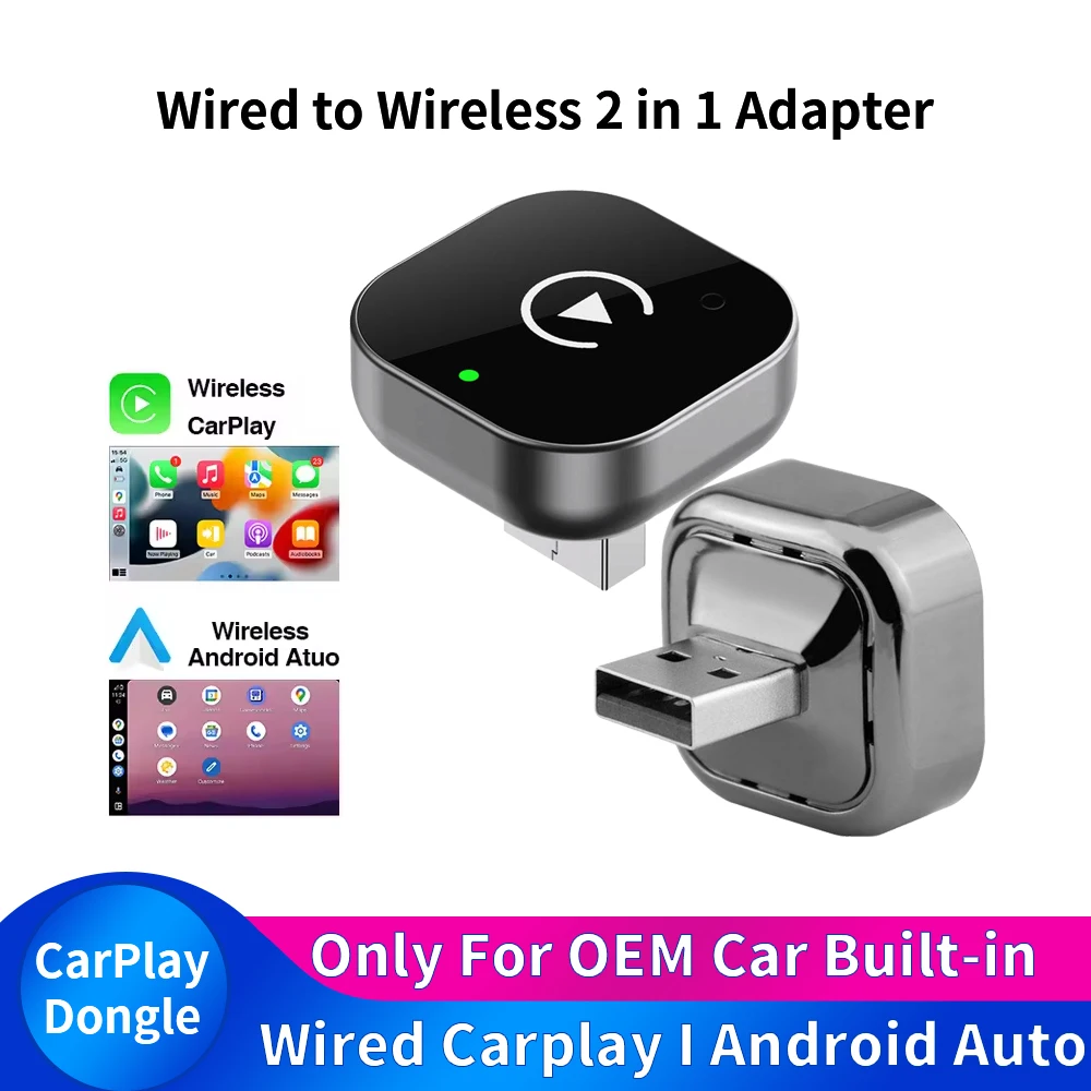 

2026 Pionray 2 in 1 Wireless CarPlay Adapter&Android Auto Wireless Adapter, 5Ghz WiFi Type-C/USB Plug Play CarPlay Wireless