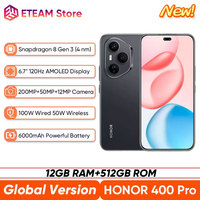 Global Version HONOR 400 Pro 5G Smartphone Snapdragon 8 Gen 3 6.7'' AMOLED Display 200MP Camera 6000mAh Battery IP68&IP69 e-SIM