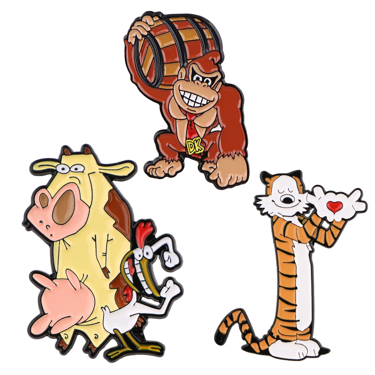

Video Games Gorilla Badge on Backpack Cartoon Tiger Enamel Pin Brooches Cow and Chicken Lapel Pin Cosplay Accessories Toys Gift
