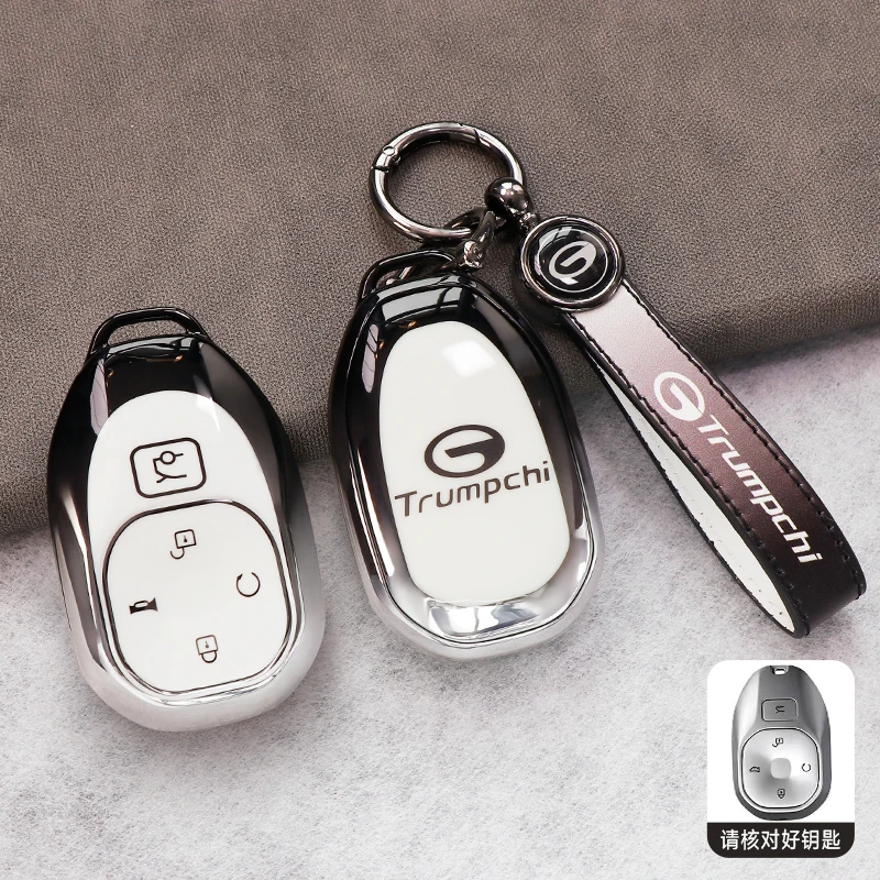 Étui de protection pour clé de voiture intelligente en TPU avec chaîne pour GAC Trumpchi Empow J11 J12 J13 J15 J16 GS8 GS4 M8 E8 Accessoires