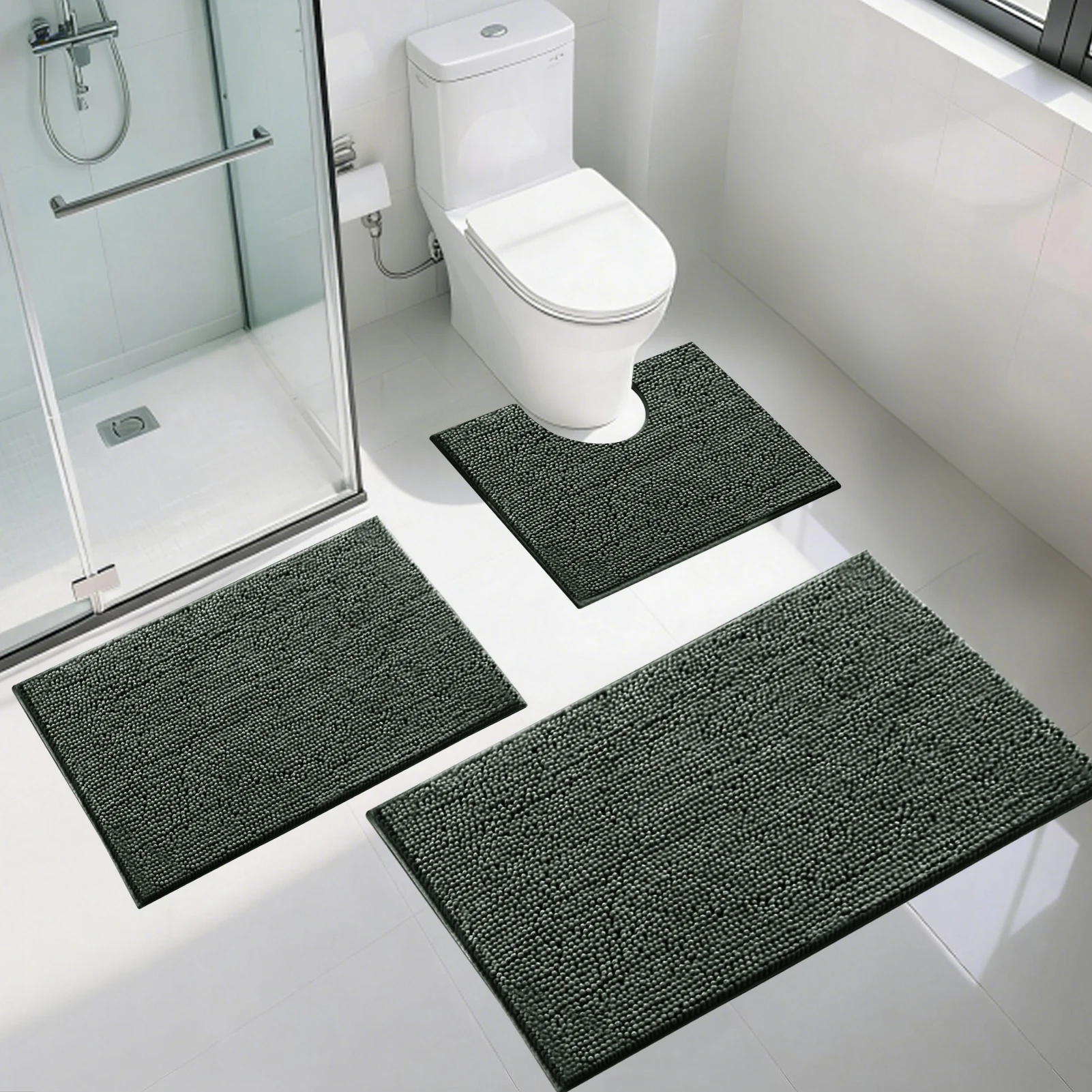

3 шт. коврик для ванной, утолщенный мягкий лохматый ковер, коврики для туалета, ванной, гостиной, дверной проем, супер впитывающие коврики для ног