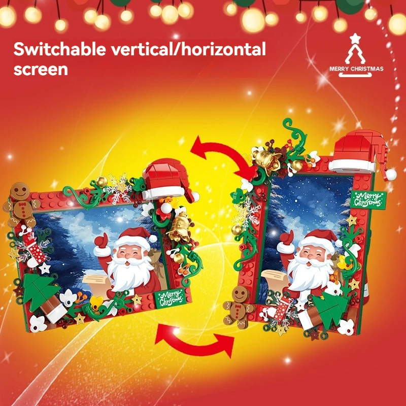 Kerst fotolijst slee trein kerstboom bouwsteen speelgoed fotolijst bouwsteen ornament bouwsteen speelgoed kan ho