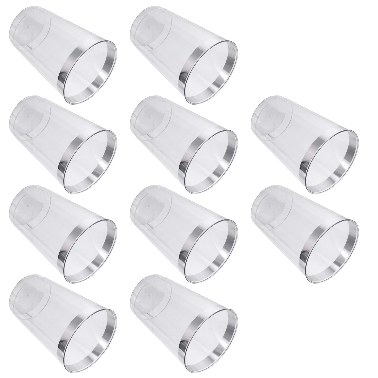 

10Pcs 360ml Recyclable Plastic Cups Rimmed Design for Ice Cream Dessert Water Alcohol Party Transparent Plastic Cups