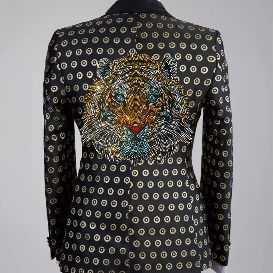 Trajes de hombre con cuentas de cristales y puntos, esmoquin de boda entallado para novio, conjunto de 2 piezas, trajes de hombre, chaqueta de graduación personalizada para hombre