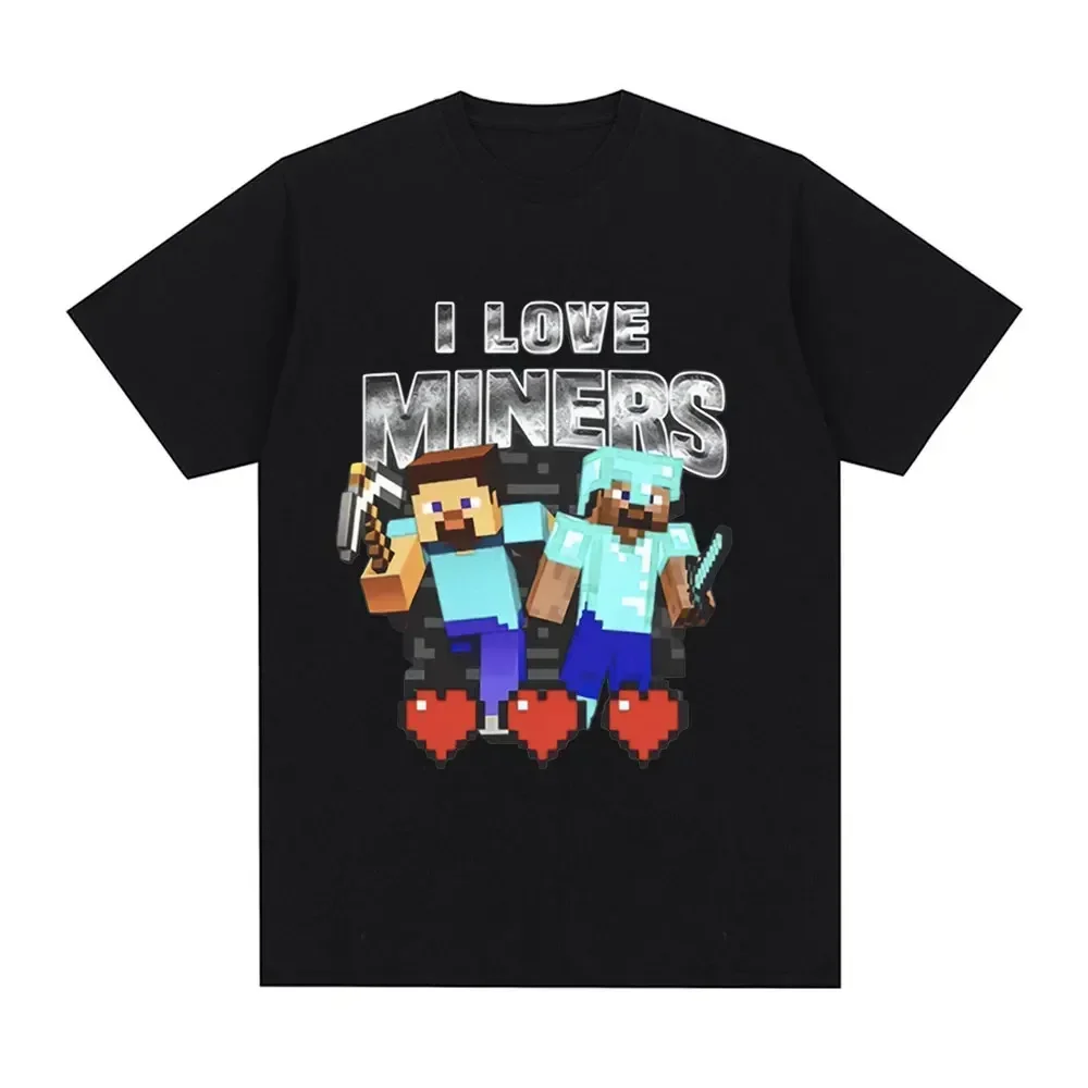 Camiseta con estampado de I Love Miners, camiseta divertida de juego Otaku, ropa de mujer, pantalón corto informal, camisetas de manga, Tops