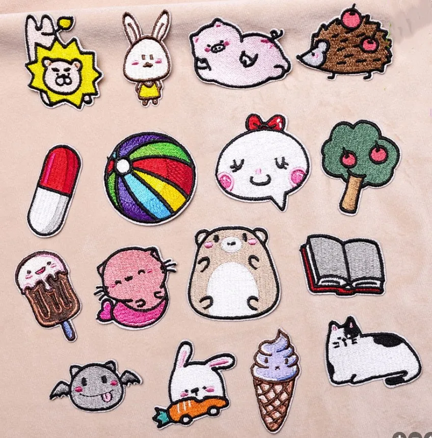 

10 Pcs Cartoon Animals Embroidery Patches Embroidered Clothing Hat Bag Shoe Repair Material Phone Gift Box Decor DIY Accessory