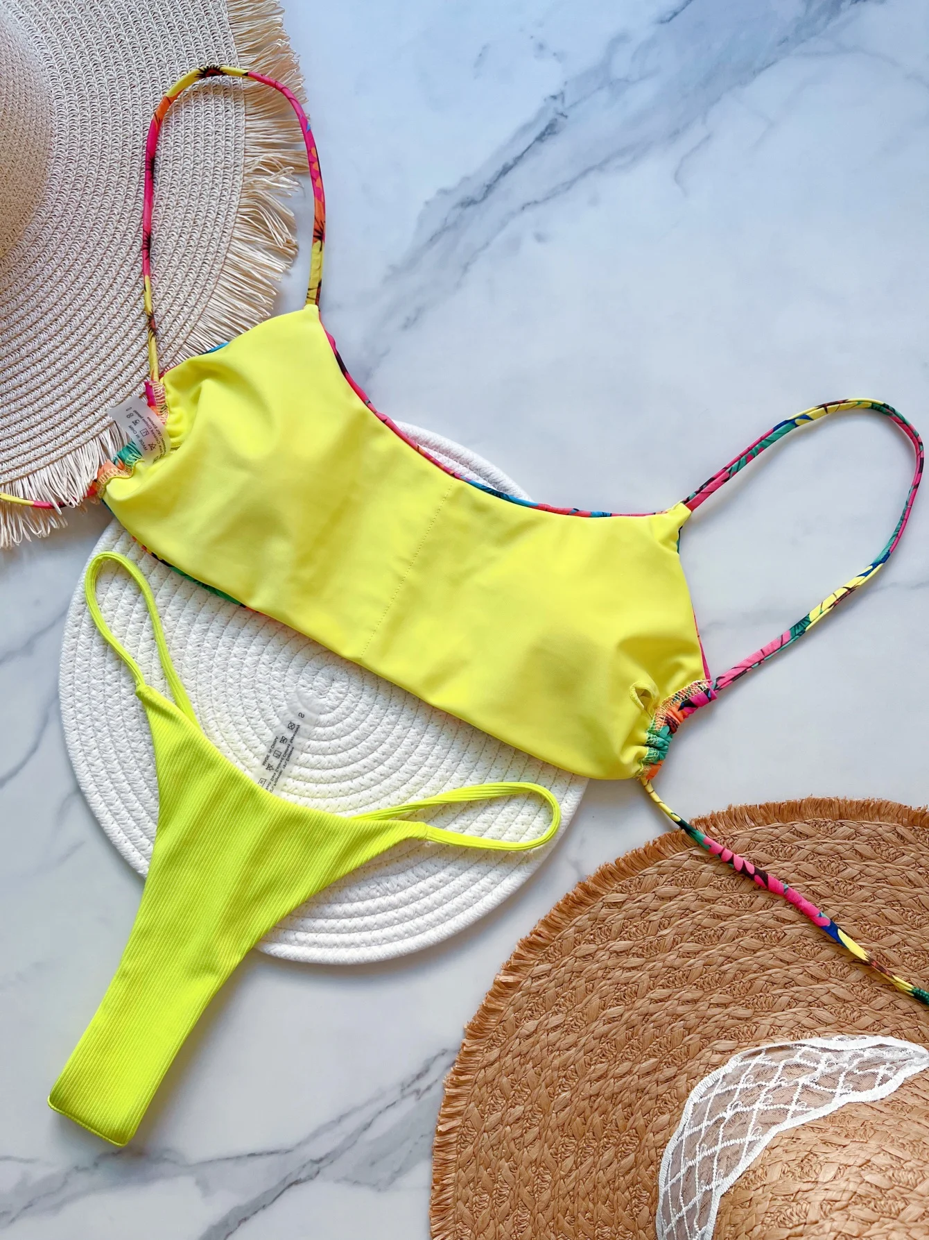 Flowers Printed Mini Thong High Cut Bikini Female Swimsuit Women Swimwear Two-pieces Bikini set Bather Bathing Suit Swim