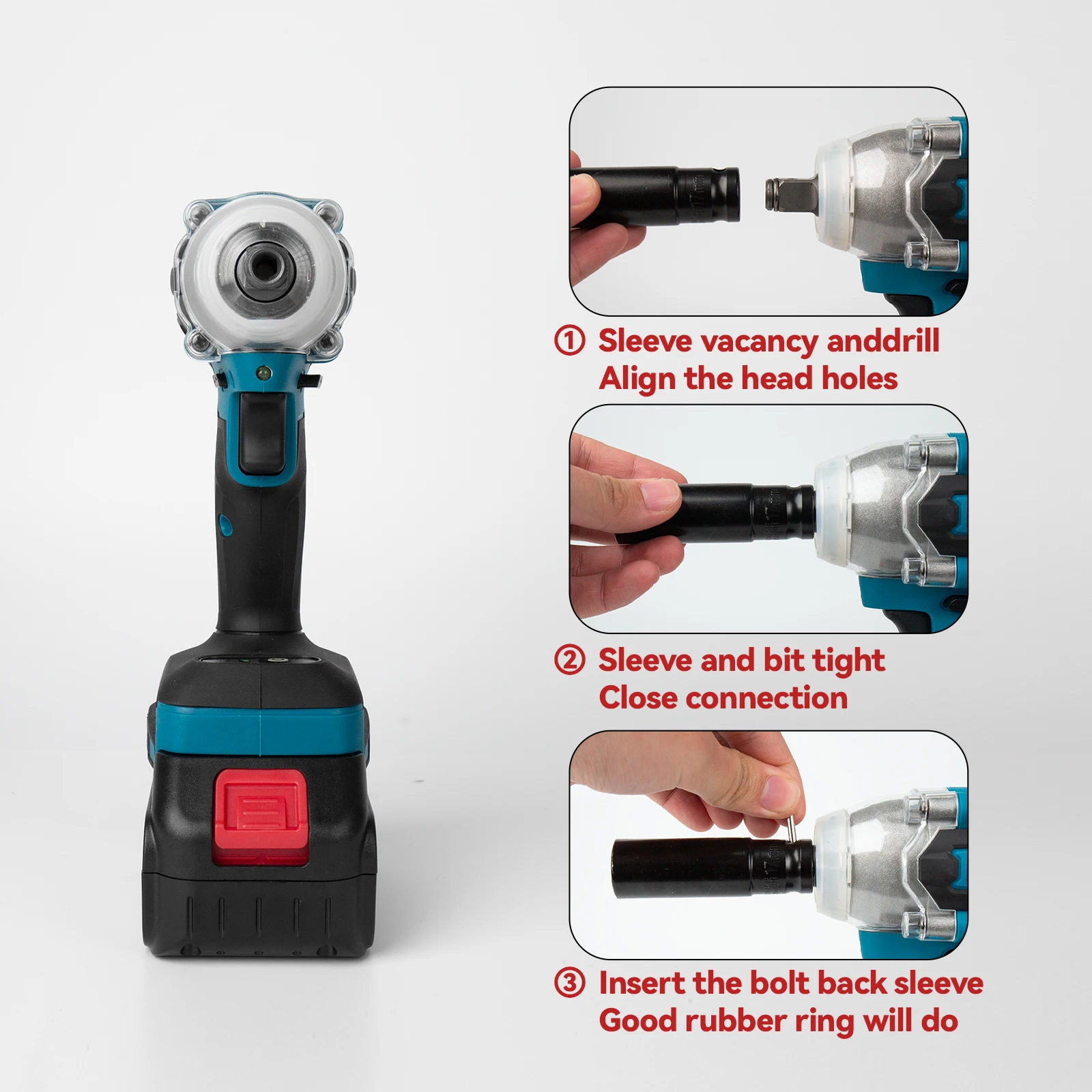 Osinhe 520N.M مفتاح ربط كهربائي بدون فرش عزم دوران عالي لاسلكي 1/2 بوصة مفك براغي مجموعة مقابس الحفر لماكيتا 18 فولت