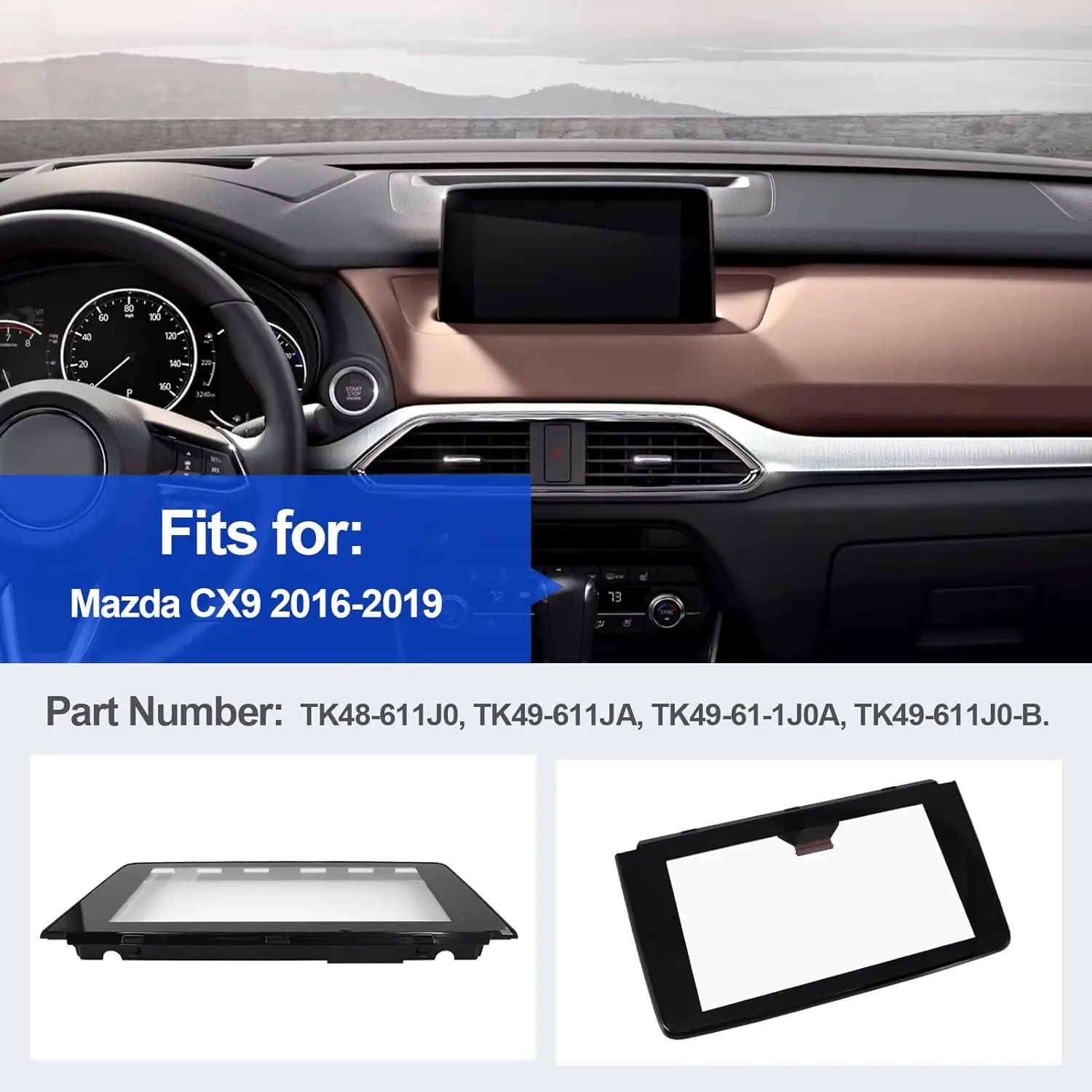 Uconnect 8' زجاج شاشة تعمل باللمس لمازدا CX-9 2016-2019 متوافق مع TK48-611J0 TK49-611JA #3