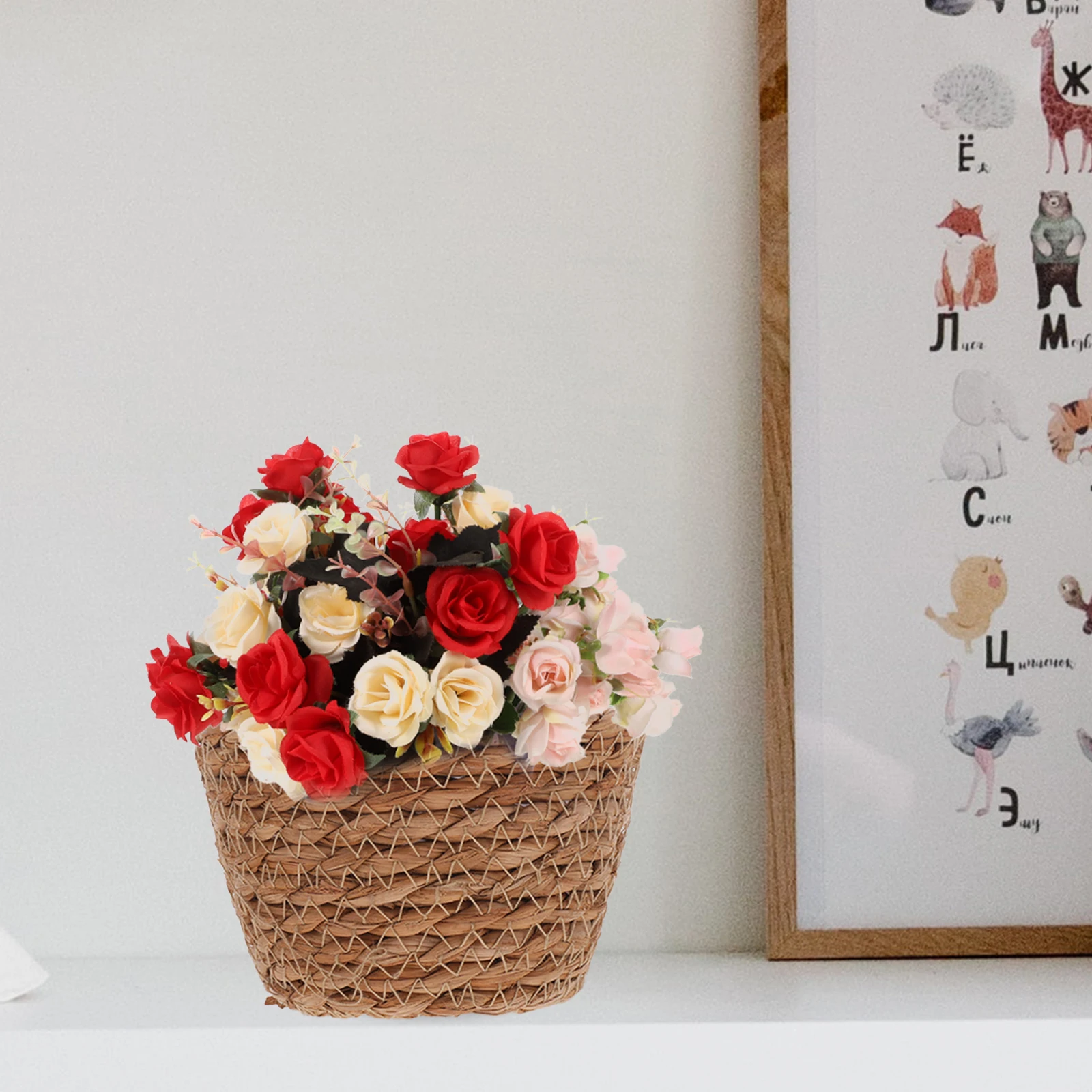 

2 Pcs Woven Straw Flower Pot 13cm Diameter Rustic Planters Baskets for Flowers Plants Storage Container