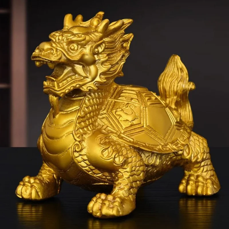 

Brass Bagua Ornament Copper Ba Xian Mythical Beast Four Divine Beasts Dragon Turtle Home Living Room Entrance Deco