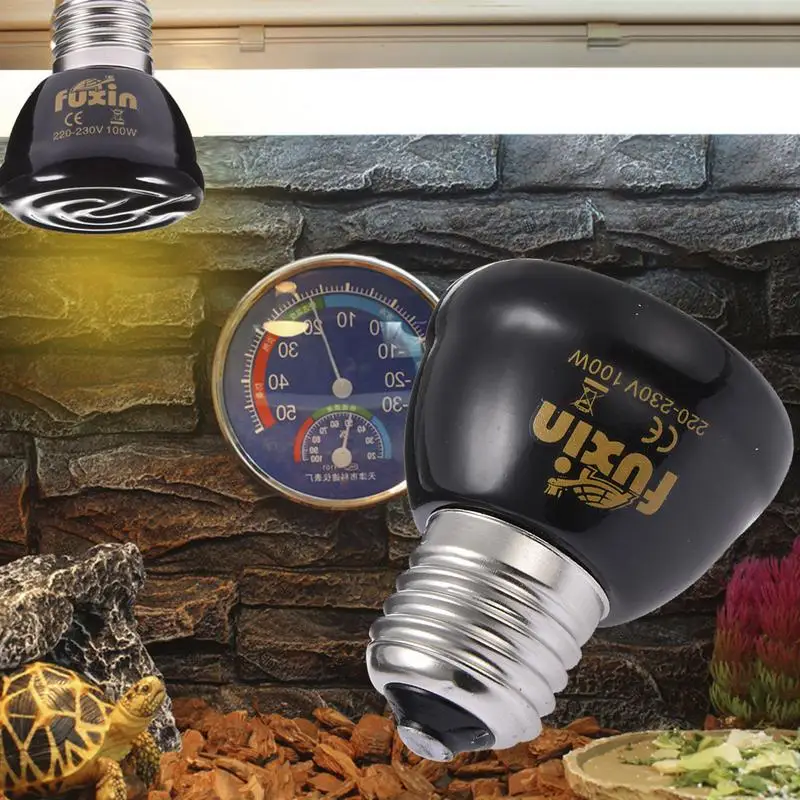 W 50W 75W 100W E27 Pet Heating Lamp Black Ceramic Emitter Heat Light Bulb Pet Brooder Chickens Reptile Lamp  220240V