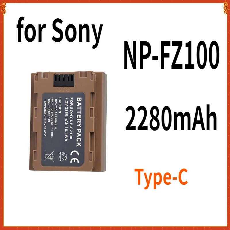 NP-FZ100 NPFZ100 NP FZ100 Battery with 5V 1A Type-C Input for Sony A7 III, Alpha A7R3 A7M3 A9M2 A6600 A7M4 Digital Batteries