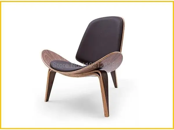 Three-Legged Shell Chair Ash Plywood Fabric Upholstery Living Room Furniture Modern Lounge Shell Chair