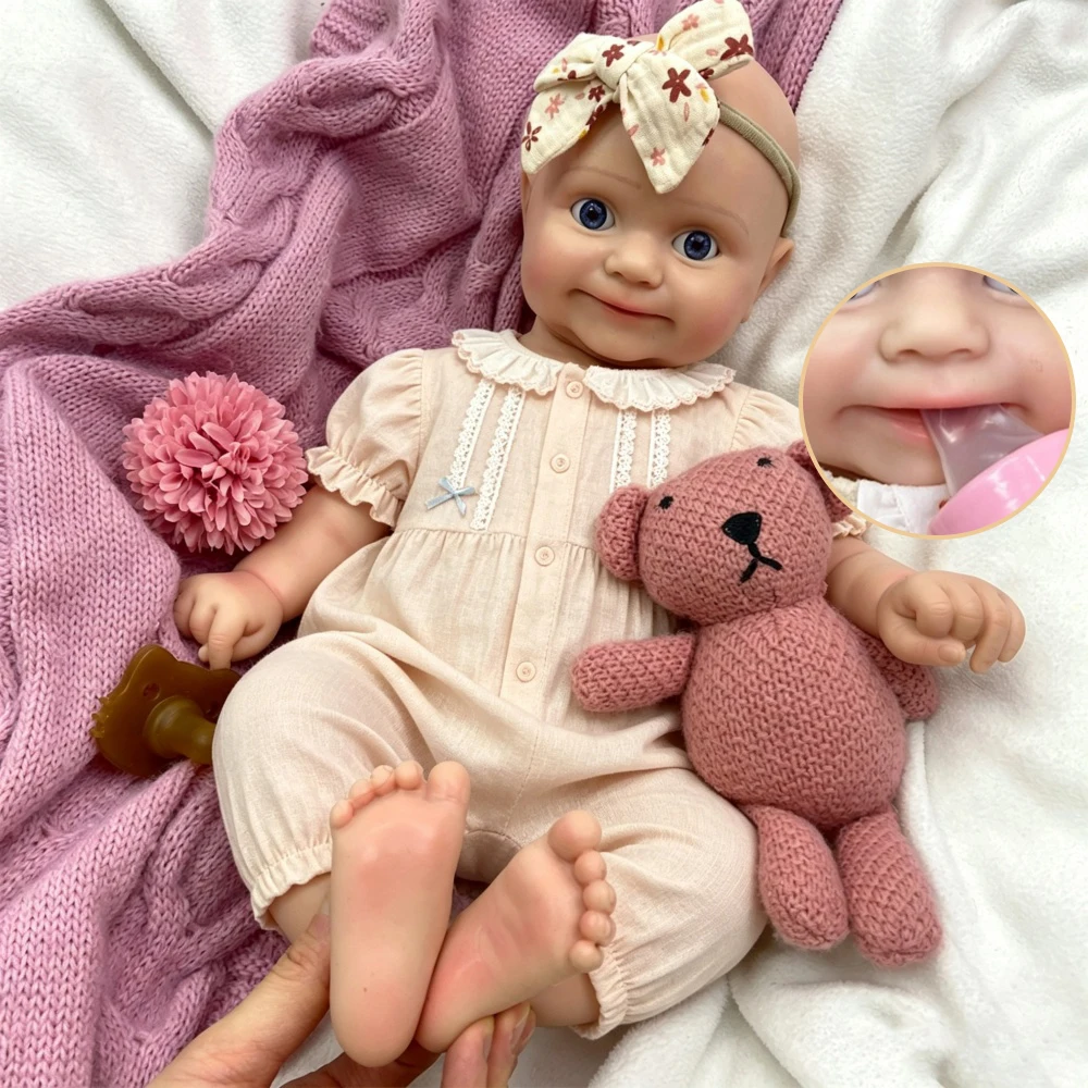 20inch Open Mouth Soft Silicone Reborn Doll Realistic Skin Veins Washable Newborn Doll for Expectant Parents Gift