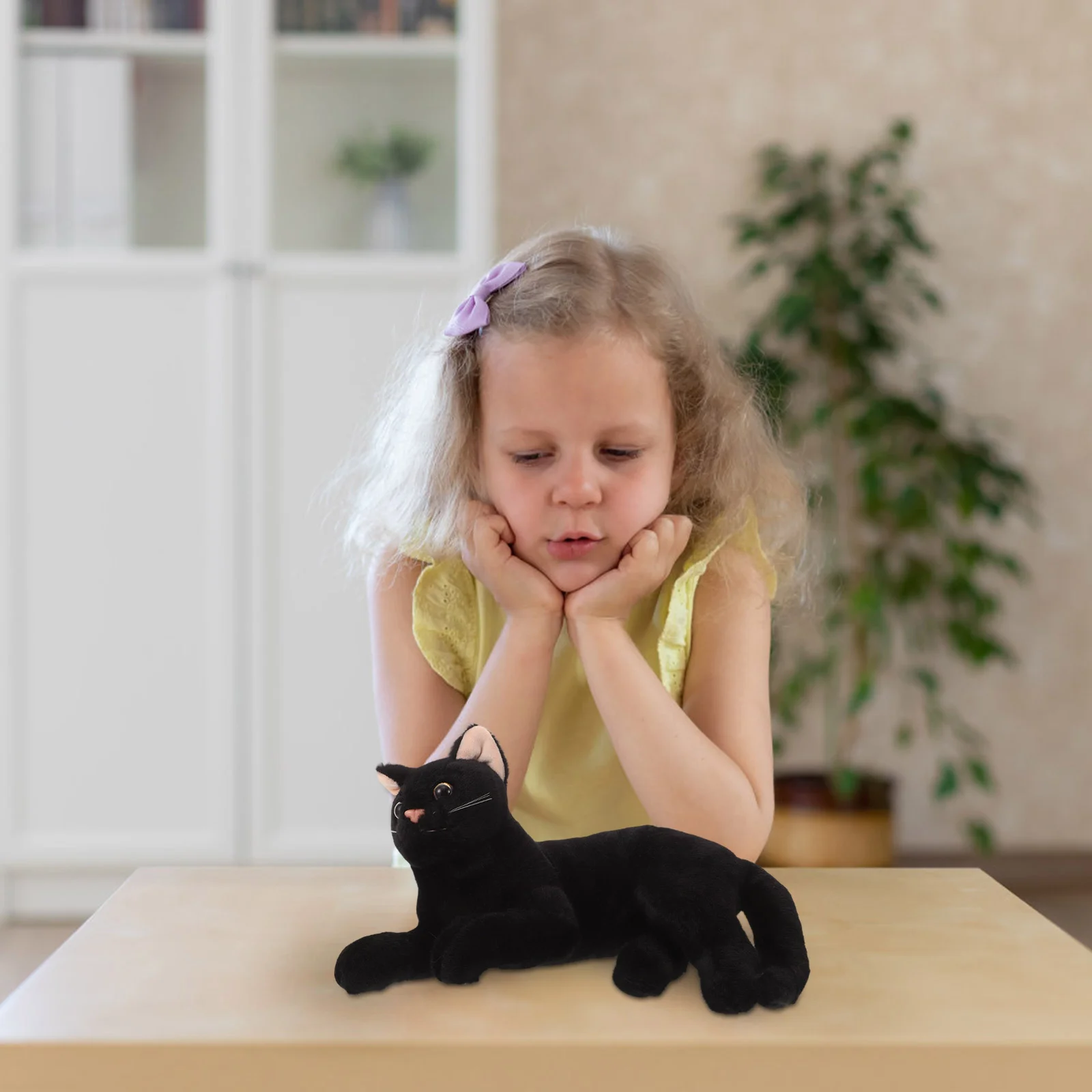 Gato brinquedo de pelúcia animal de pelúcia fantoche brinquedos animais pretos realista longo travesseiro halloween travesseiros bonito decoração