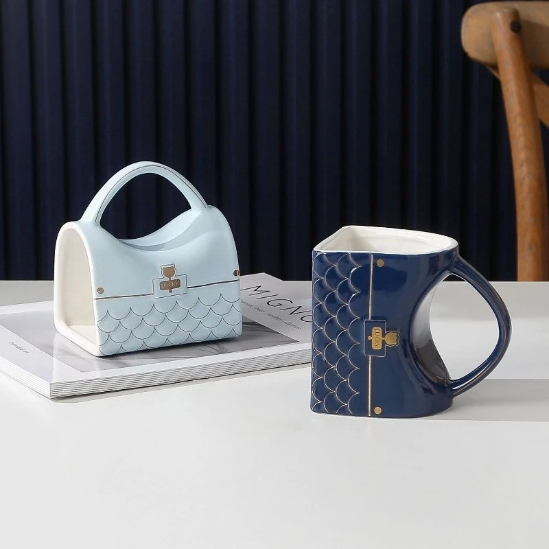Ceramic Coffee Cup, Abstract Hand-held Afternoon Tea Cup, Art Handbag, Breakfast Cup, Birthday Gift, New Style