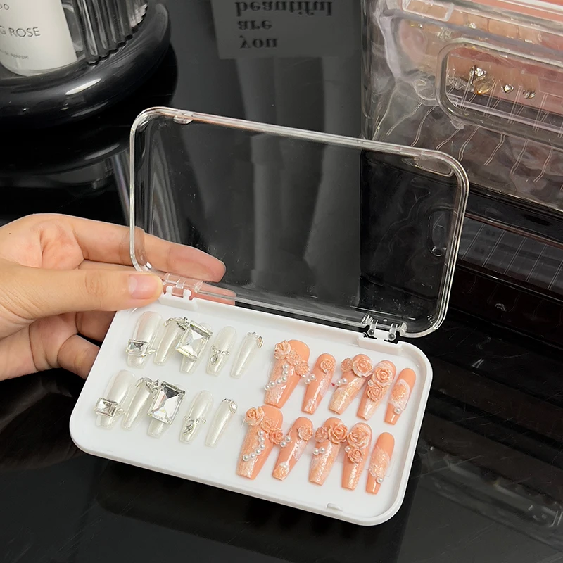 Plastic Clear Jewelry Box Press-on Nail Storage Case Rectangle Storage Box For False Nails Display And Salon Essentials With Lid
