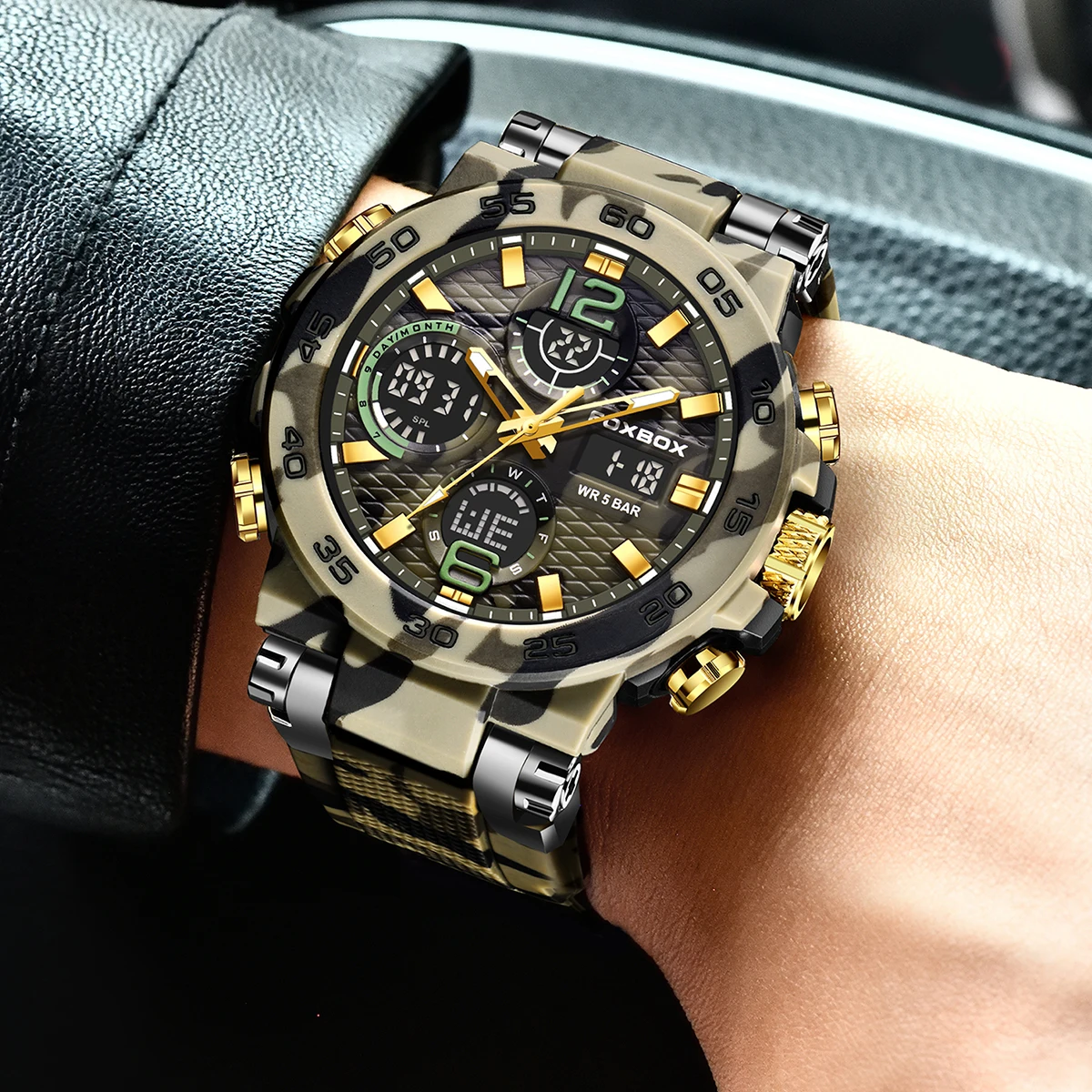 FOXBOX Military Digital Watch for Men Camouflage Waterproof Wristwatch Mens Shockproof Sport Quartz Tactical Clock Montre Homme
