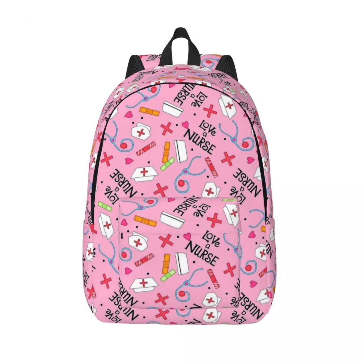 Love A Nurse Medical Word Art Backpack para crianças, escola estudantil Bookbag, mochila pré-escolar, bolsa de viagem primária, rosa