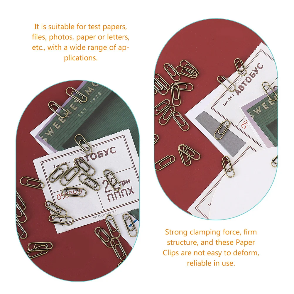 

100Pcs Metal Mini Paper Clips Strong Hold Non-Slip for Documents Files Photos School Office Organization Supplies