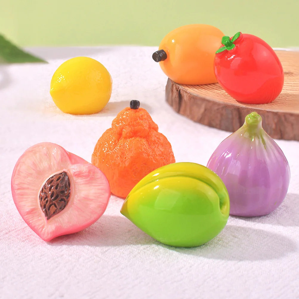 

14Pcs Miniature Fruit Decor Resin Crafted Realistic Assortment for Dollhouse Display Photography Props Desktop Home Office