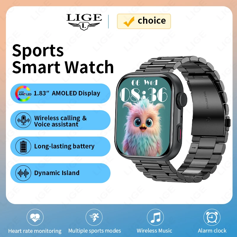 

Новые умные часы LIGE с Bluetooth-вызовами, экран 1,83 дюйма, 24-часовой мониторинг здоровья, 100+ спортивных режимов, умные часы для мужчин и женщин, совместимые с Android и iOS.