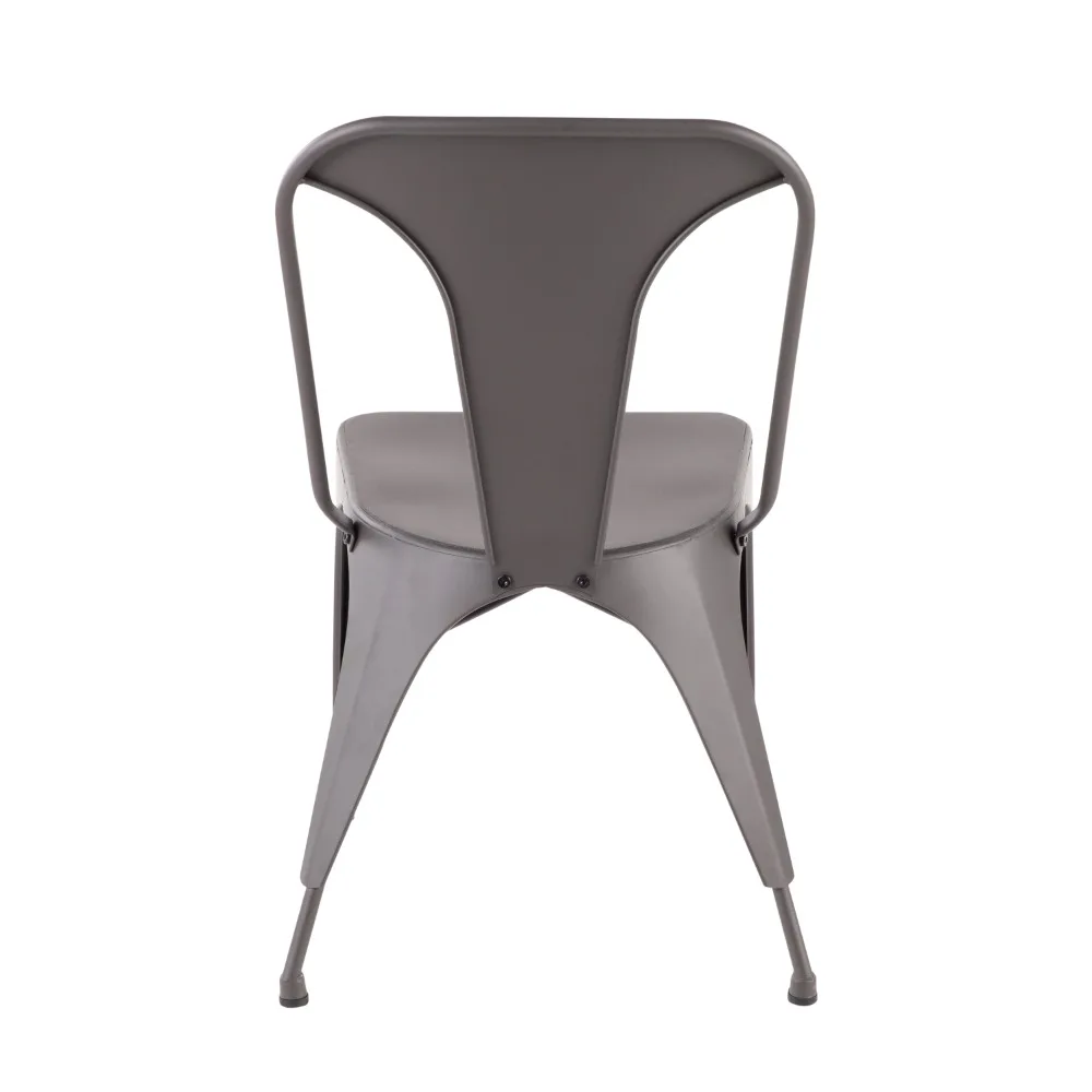 Industrial Dining Chair in Matte Grey - Metal Construction Set of 2 Industrial Styling Restaurant Office Conference Chair