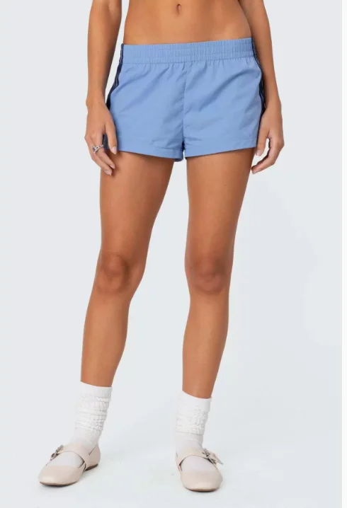 Sports Shorts Women Summer Casual Fashion Stripe Print Elastic Waist Mini Loose Workout  Pants Beach