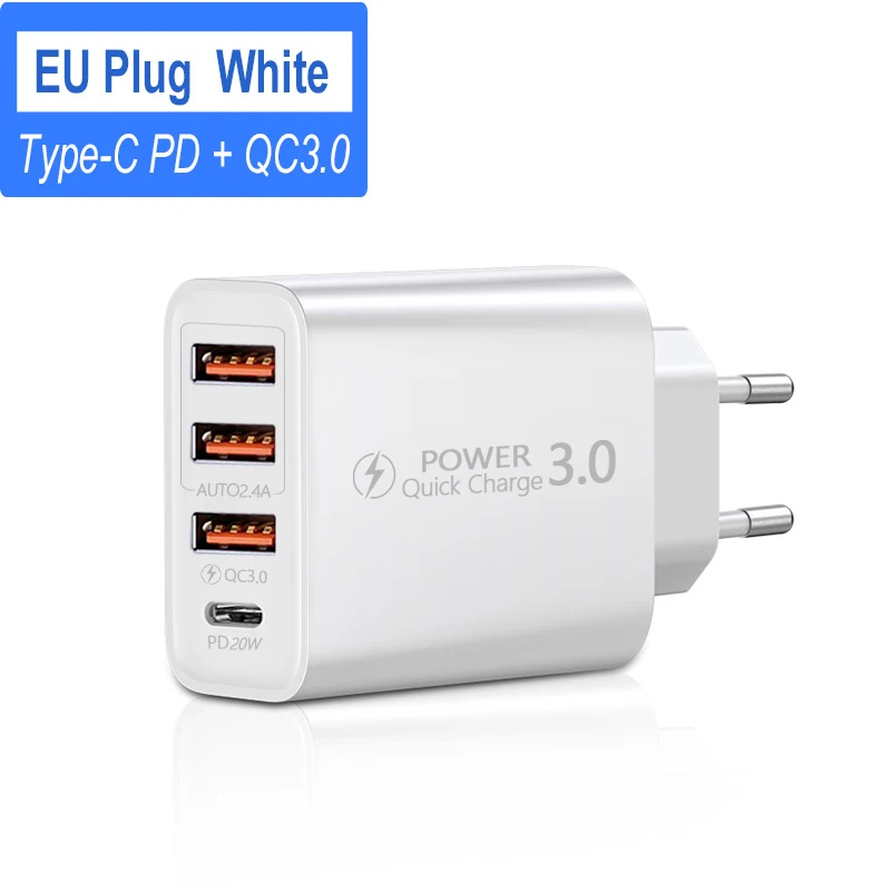 60W USB C Ladegerät PD TypeC Schnellladegerät QC3.0 Wandnetzteil für iPhone Xiaomi Samsung Huawei Telefon Reiseladegerät