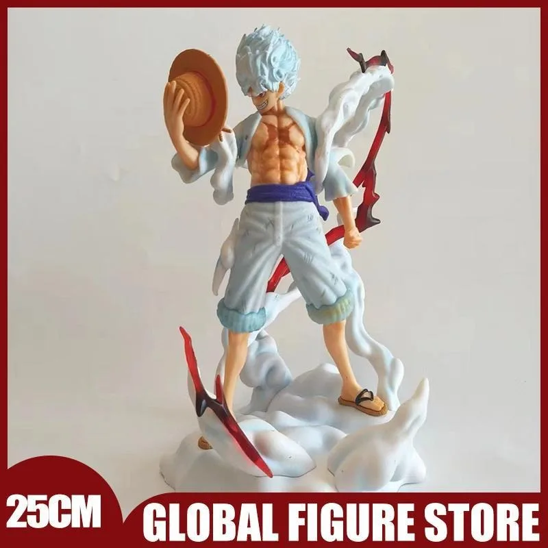 Figurines d'Action de Dessin Animé One Piece en PVC, Poupées de Collection, Statue d'Ornement, Jouets Cadeaux de Noël, 25cm, Intérieur a Luffy