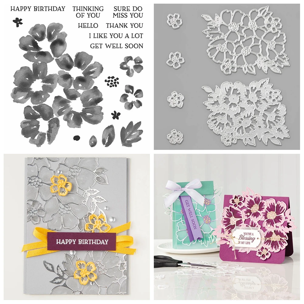Schöne Welt, so sehr glücklich, Bündel, transparente Stempel und Metall-Stanzformen für DIY-Bastelarbeiten, Karten, Scrapbooking, Dekoration – Detail 4