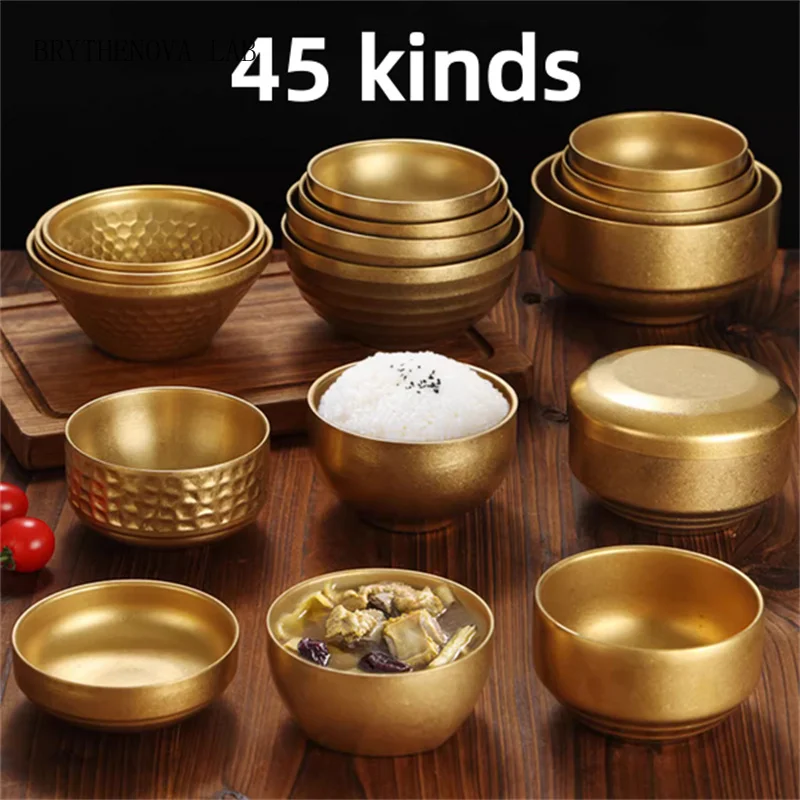 Retro Gold round 304 Rice noodle Bowl set Pickled Vegetable Snack Bowl Soup Cold Dish Plate Dining Japanese Seasoning Basin