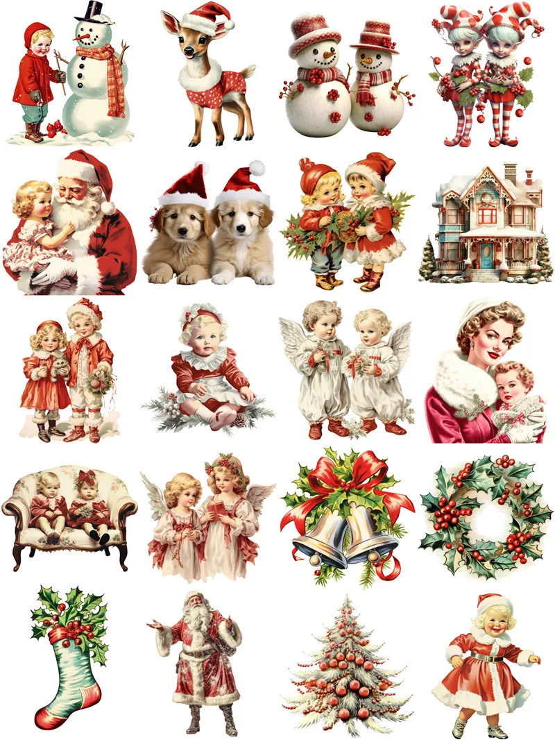 Vintage Christmas Stickers Crafts And Scrapbooking stickers kids toys book Decorative sticker DIY Stationery