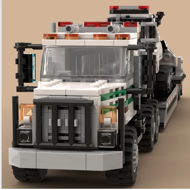 MOC-212815 Forest Fire Department Transport Truck and Bulldozer Building Block Model 870 Parts Boys' and Children's Birthday Toy