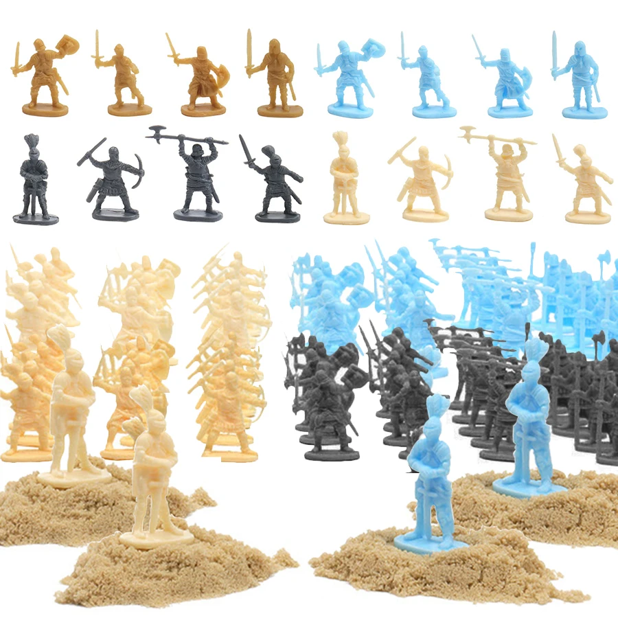 

50pcs 1:72 Medieval European Soldier Model Mini Plastic Figures with Cold Weapons for Historical Collection Desktop Ornaments