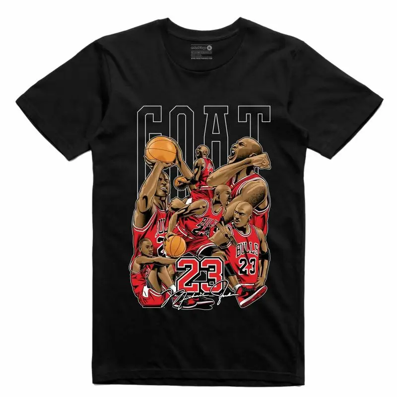 تي شيرت أسود جديد حسب الطلب MJ GOAT SIGNATURE SM 3XL صنع في الولايات المتحدة الأمريكية