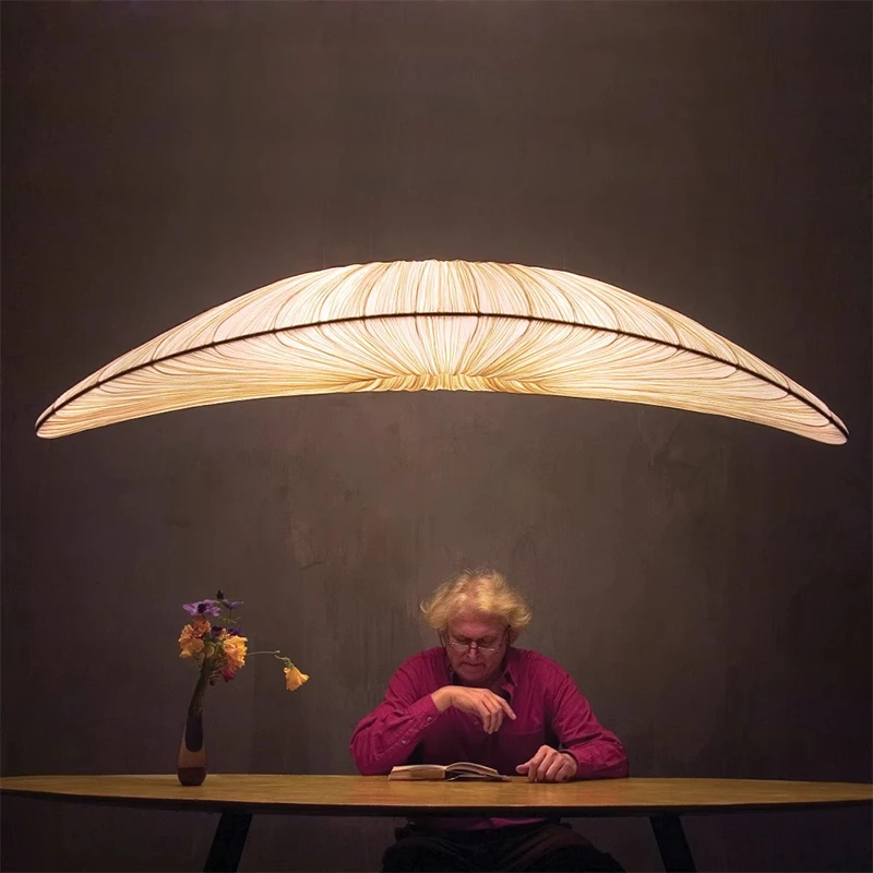 

Nordic Minimalist Fabric Led Ceiling Pendant Lamp Wabi Sabi Dining Table Light Bar Hanging Lamps Home Decoration Lustre Fixtures
