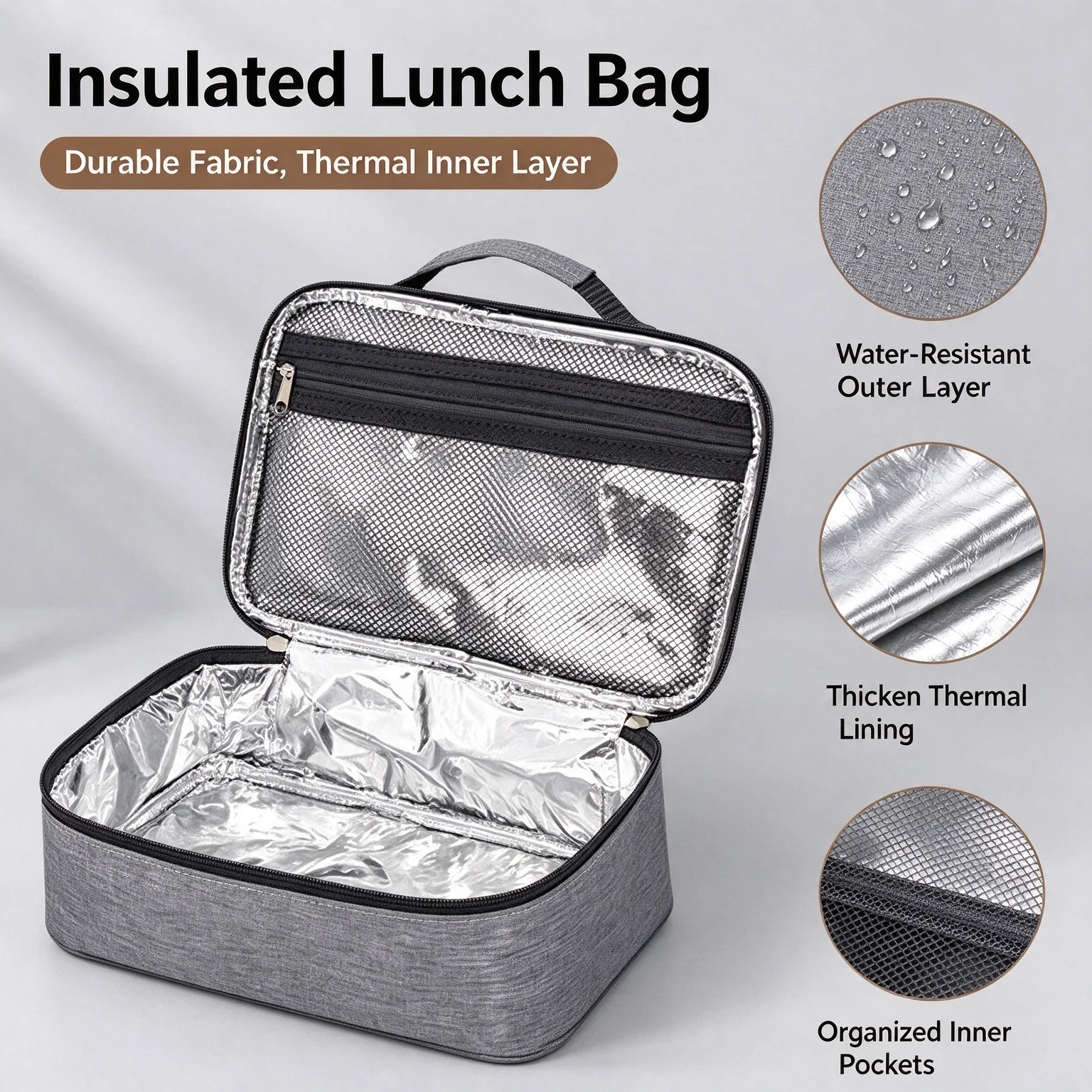 Square Thermal Lunch Bag Large Thicken Food Carrier Ice Pack Snack Bag Insulated Cooler Storage Bags Breakfast Organizer