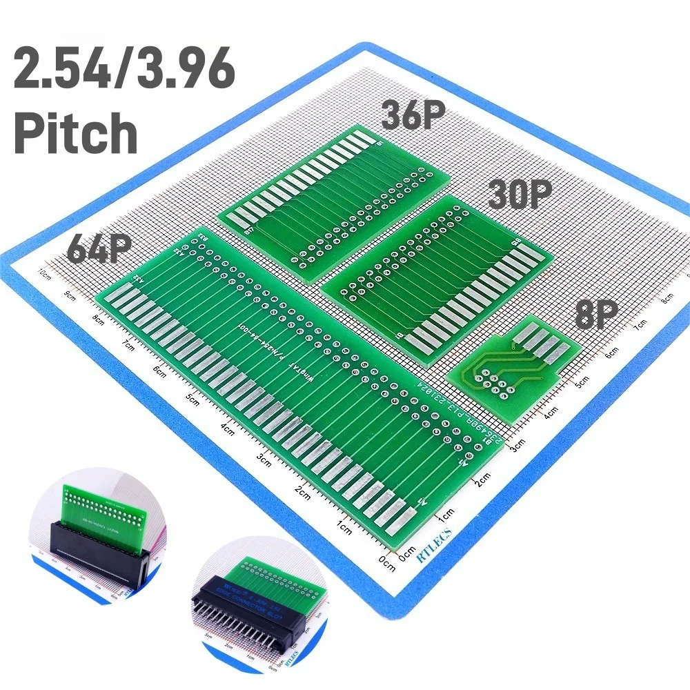 2 5 20 Pcs Edge Card Connector Slot IDC 2.54 3.96 MM Pitch Test Board Adapter 8 30 34 60 64 Pin Gold Finger Socket