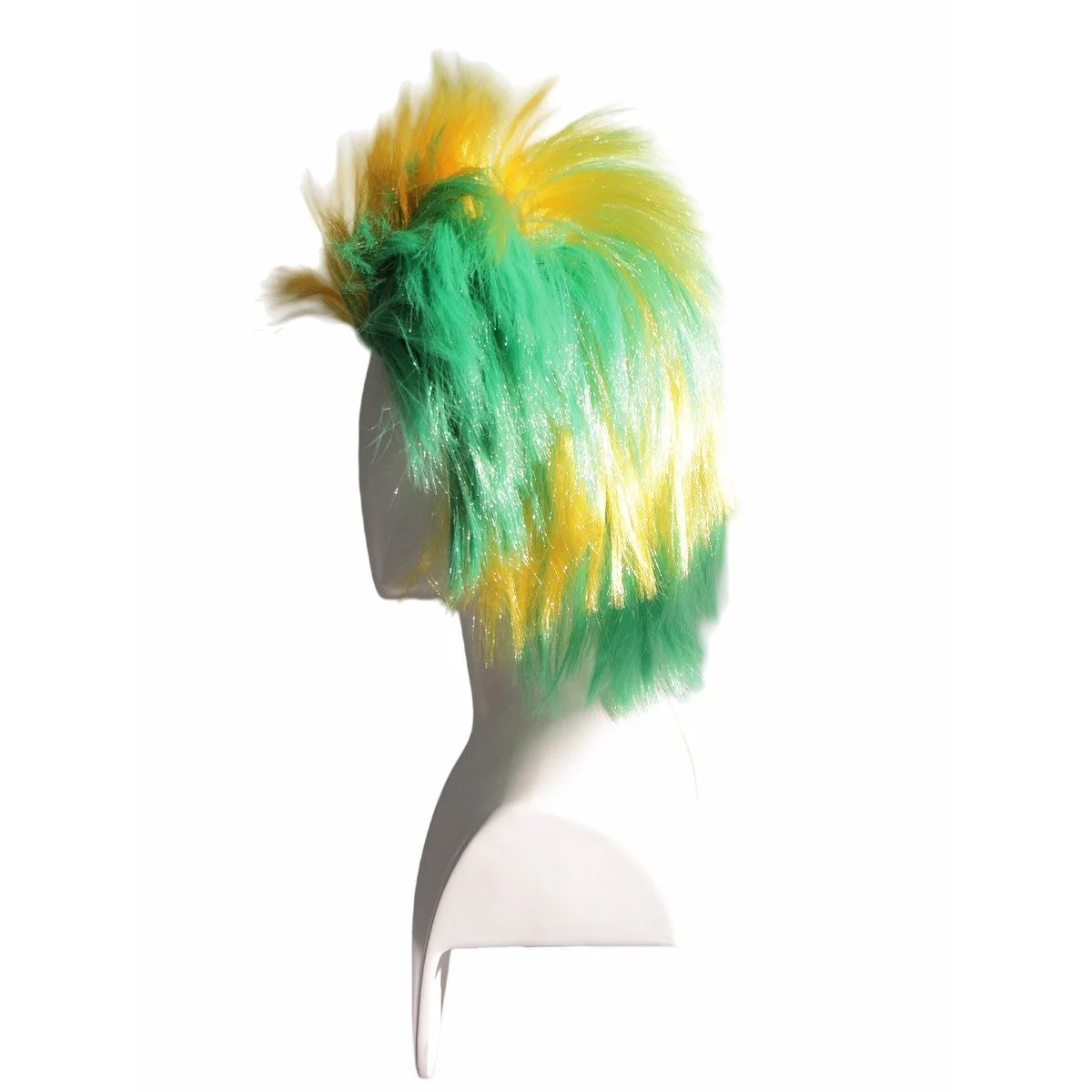 Anxin Brand Synthetic Fiber Wigs: Yellow-Green Two-Tone Afro Style, Fluffy and Three-Dimensional Hair Strands, Brazilian National Team Themed Wig, Fluffy and Shiny Style, World Cup Viewing Party Photo Prop