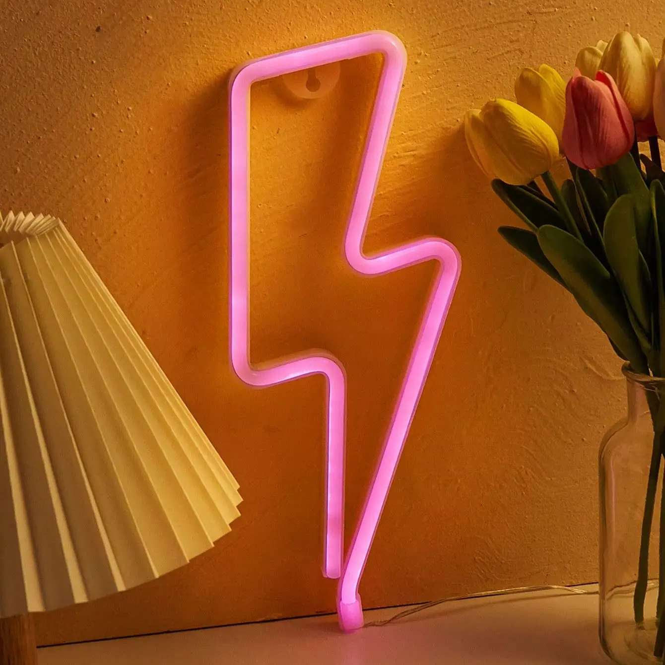 LED Neon Lightning Cool Wall Decor Light, Battery or USB Powered - Dual Power, Bedroom, Party, Wedding, Game Room, Perfect Gift