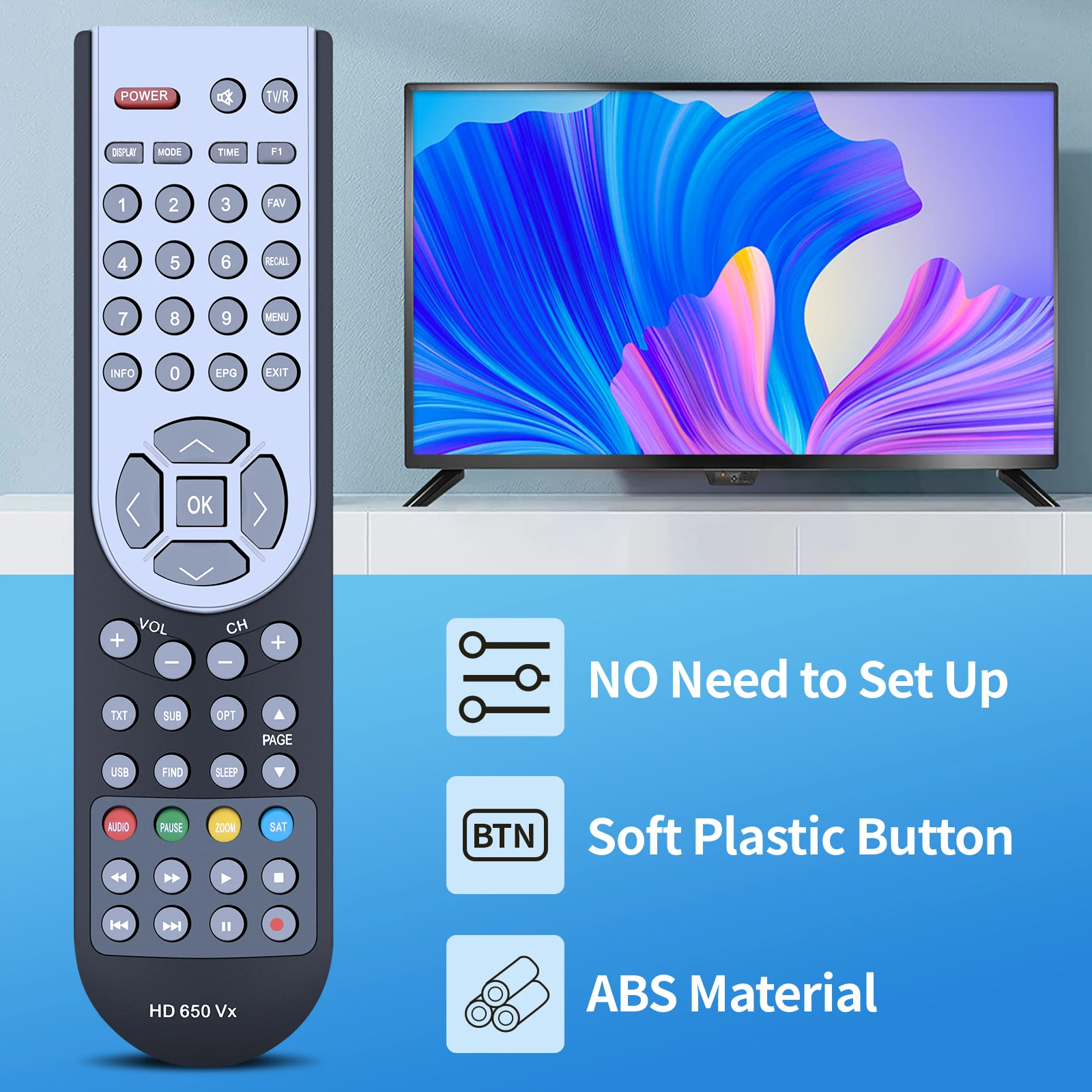 MEGASAT 수신기 HD 640 T2, HD 750 T2, HD 650 VX에 적합한 리모콘