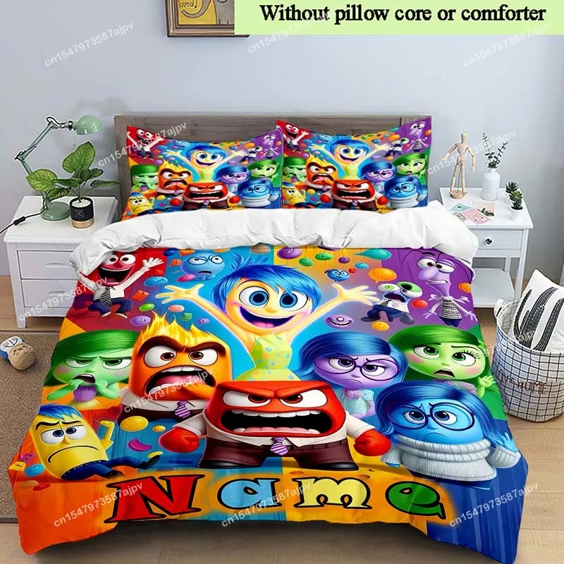 Disney Cartoon Inside Out Custom Bedding Set Quilt Cover Children Gift (3 Piece Polyester Cover Set, Without Core)-LI