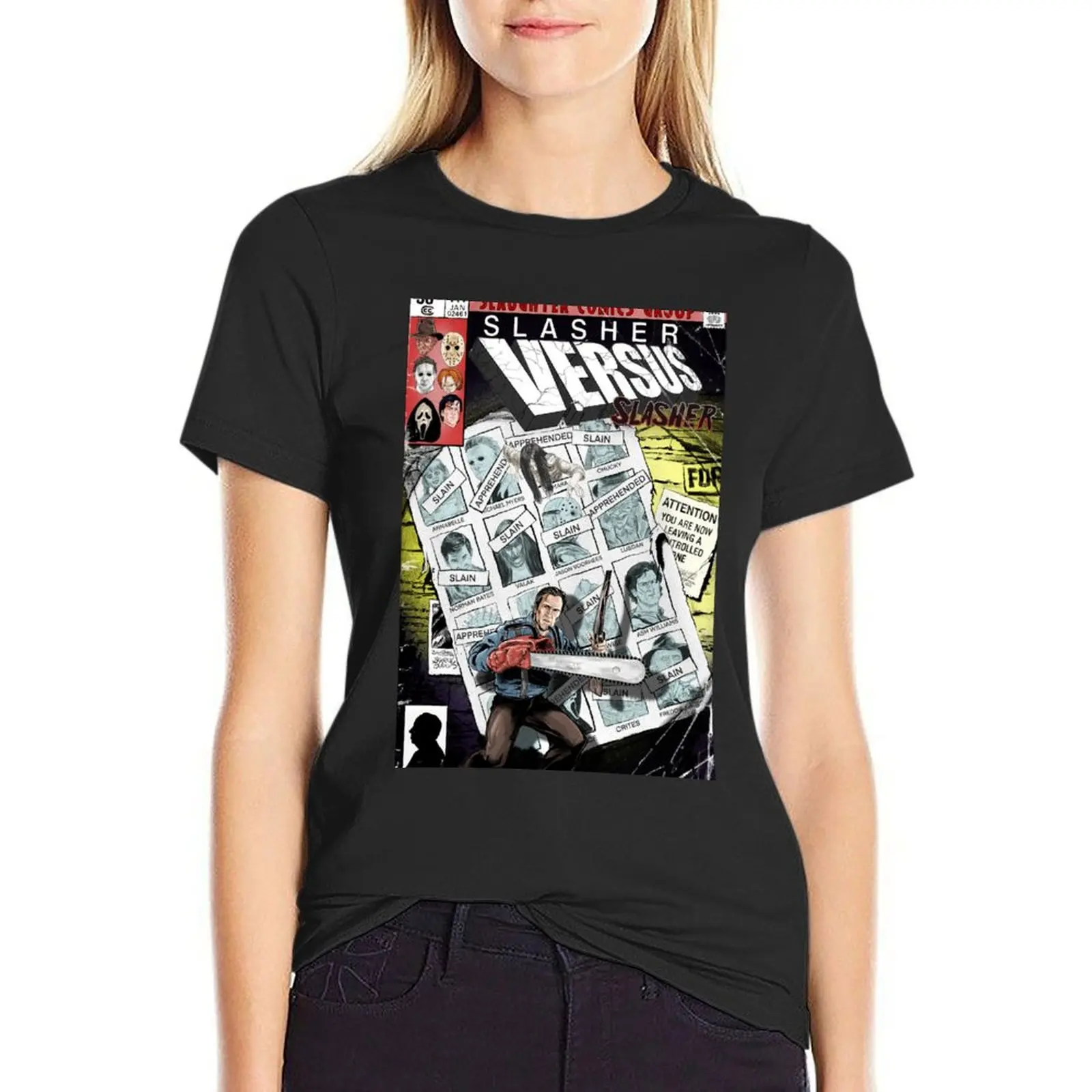 

SLASHER VS SLASHER - DAYS OF FUTURE SLASH! COVER T-Shirt korean fashion sublime animal print funny t shirts for Women