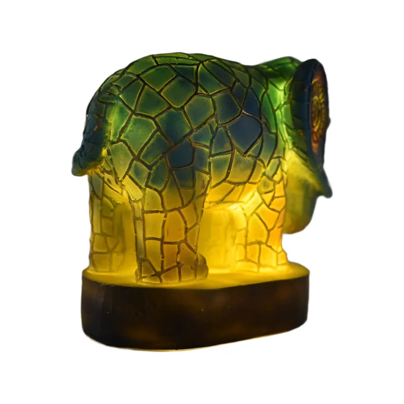 ●Animal Table Lamp Dyed Resin Elephant Lamp Desktop Night Light