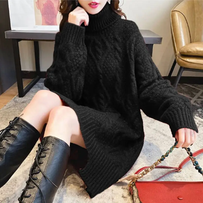 2023 Autumn/Winter Korean Edition New Thickened Solid Color Pullover Sweater Autumn/Winter Korean Edition Loose Knitted Top