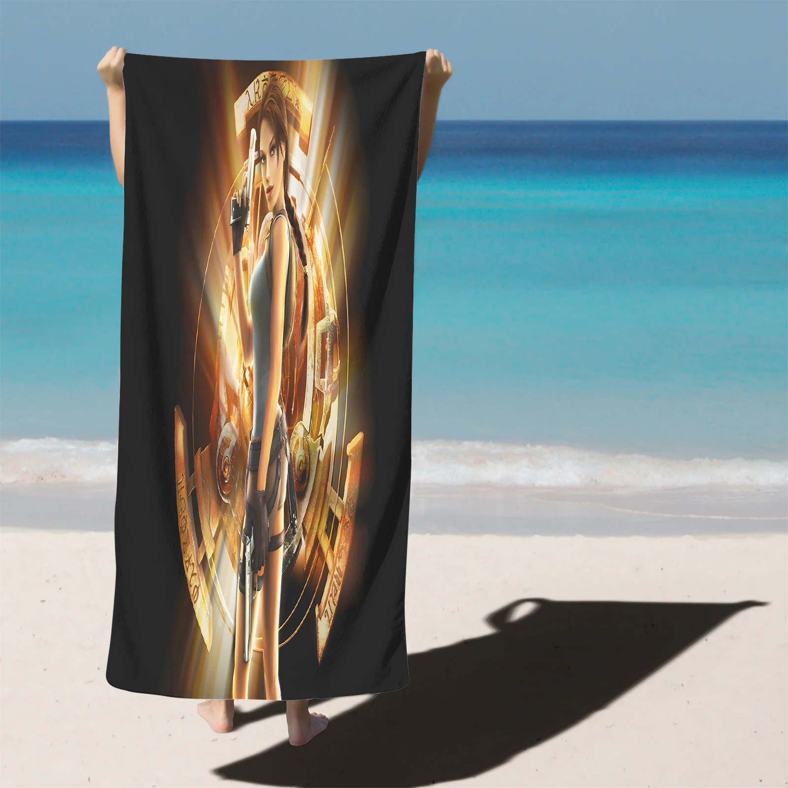 Tomb Raider Lara Croft Beach Towel Microfiber Quick Dry Soft Absorbent Bath Towel for Adults Kids Swimming Pool Camping