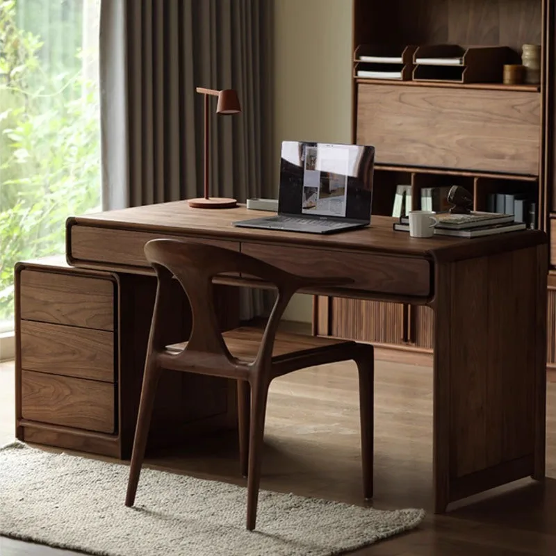 North American black walnut desk retractable corner writing desk simple solid wood desk study