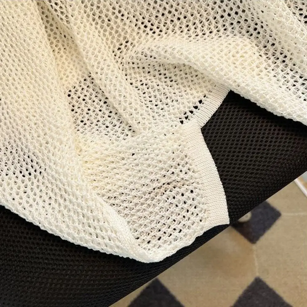 

Stylish Casual Knitted Hollow Pullover Round Neck Beachwear Long Sleeve T Shirt Loose Stripe Crochet Top Women Women